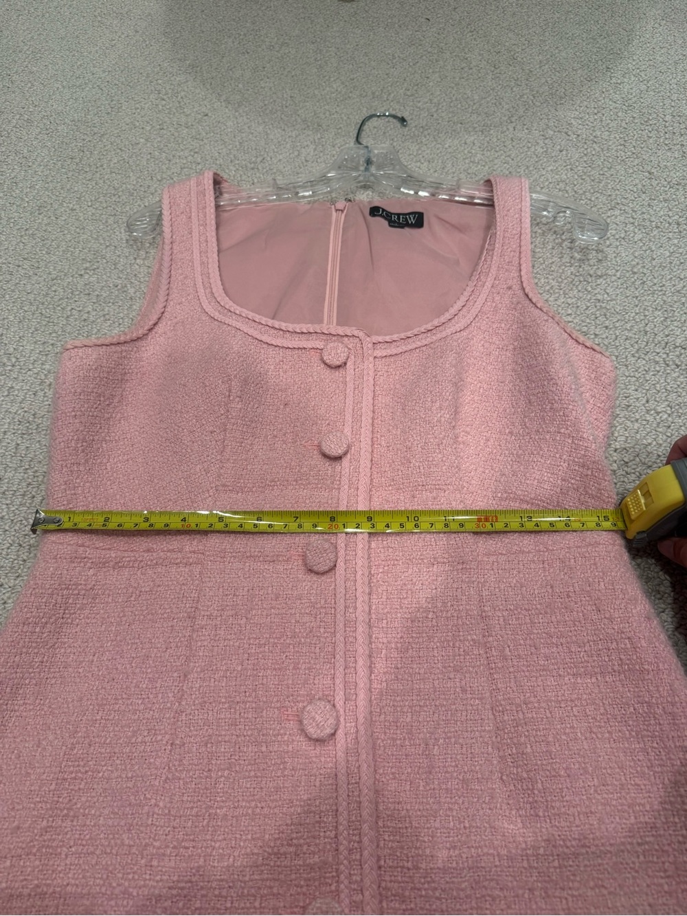 J. Crew Pink Bouclé Tweed Button-Front Tank Dress - Picture 5 of 6
